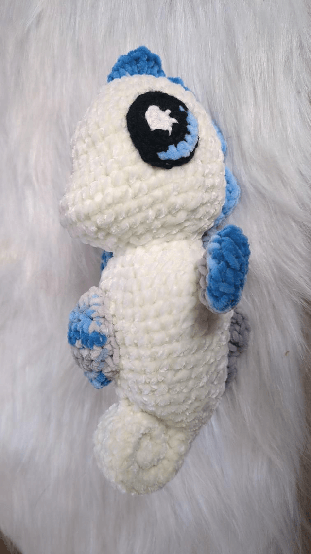Hippocampe bleu et blanc 
